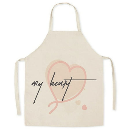 

Simple Love Series Printed Apron Linen Sleeveless Lace Up Kitchen Baking Oil and Stain Resistant Apron for Adults and Children