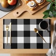 thumbnail image 2 of Black White Plaid Placemats Set of 4 Farmhouse Modern Abstract Art Buffalo Place Mats Indoor Wipeable Table Mats Washable Cloth Dining Table Placemats for Kitchen Holiday Party Home Decor 13x19 Inch, 2 of 9