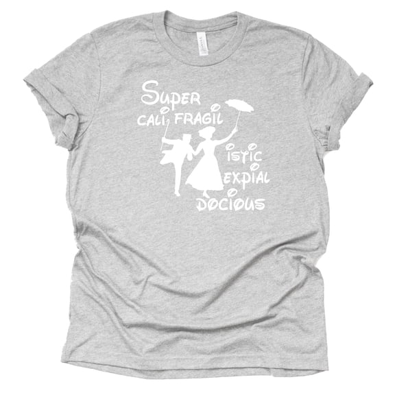 Supercalifragilisticexpialidocious T-Shirt Adult Boho Character (Gray, 3X Large)