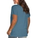 thumbnail image 3 of Blusas Umfun para mujer, color liso, cuello redondo, manga corta, blusa informal versátil, azul oscuro, talla M, 3 of 4