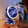 thumbnail image 1 of COFEST Fill Clip Fan， Camping Fan with LED Lights & Clip， Battery Operated Fan with Clip， USB Rechargeable Fan for Tent Car RV Hurricane Emergency Outages Blue, 1 of 9