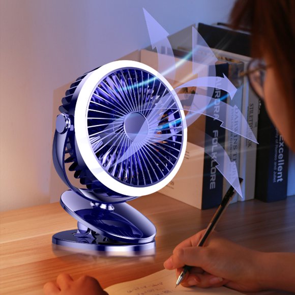 SuoKom Fil-L Clip Fan , Camping Fan with Led Lights & Clip, Battery Operated Fan with Clip, Usb Rechargeable Fan for Tent Car Rv Hurrican-E Emergency Outages