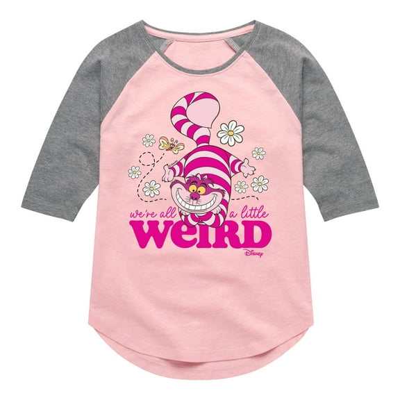 Disney - Alice In Wonderland - Were All A Little Weird - Toddler & Youth Girls Raglan Graphic T-Shirt