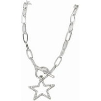 tenghong2021 Star Necklace for Women Rhinestone Heart Pendant Choker Necklaces Toggle Clasp Paperclip Chain Necklaces for Women Party Gifts Jewelry