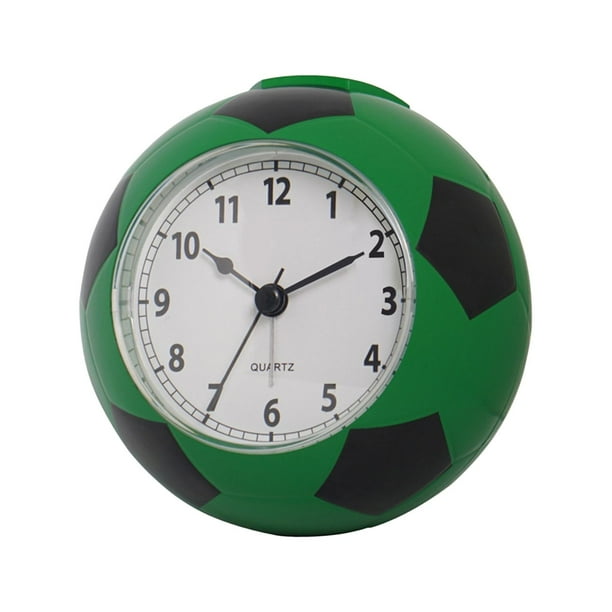 Reloj despertador con forma de balón de fútbol, resistente al desgaste, ligero, práctico y con movimiento silencioso. Verde