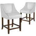 thumbnail image 3 of Emma + Oliver 24" High Walnut Counter Height Stool-White LeatherSoft Accent Nail Trim, Set of 2, 3 of 13
