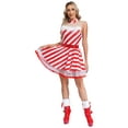 thumbnail image 3 of Yartina Womens Christmas Candy Cane Dance Dress Sleeveless Ballet Leotard Striped Sequin Tutu Dress Red XL, 3 of 7