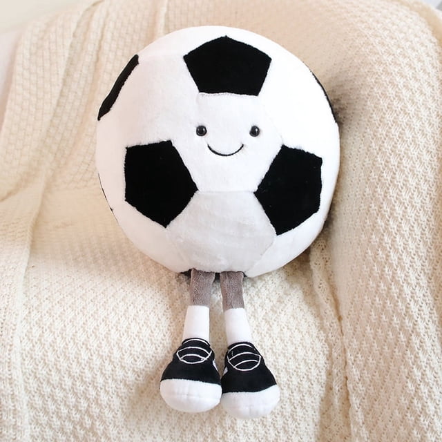 Lindos juguetes de peluche de fútbol de 11,8 pulgadas, almohada deportiva de peluche suave, regalo de pelota de peluche para niños, decoración de cumpleaños y Navidad (fútbol)