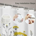 thumbnail image 5 of Yellow Floral Shower Curtain Border Grey White Herbs and Wild Flowers Botanical Vintage Engraving Waterproof Polyester Fabric 72 x 72 Inches Set with Hooks, 5 of 6