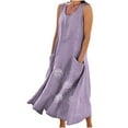 thumbnail image 2 of FcBaudy Robe Sans Manches à Col Rond, Robes d'Été pour Femmes, Nouvelles Robes pour Femmes Robe Longue Imprimée Sans Manches et en Lin à Col Rond pour Femmes Robe Femme, 2 of 9