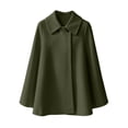 thumbnail image 4 of Women Solid Color Button Front Long Sleeve Wool Blend Coat, Casual Loose Fit Lapel Outerwear, Fashion Mid Length Overcoat for Daily Outdoor Wear Army Green S(S), 4 of 9