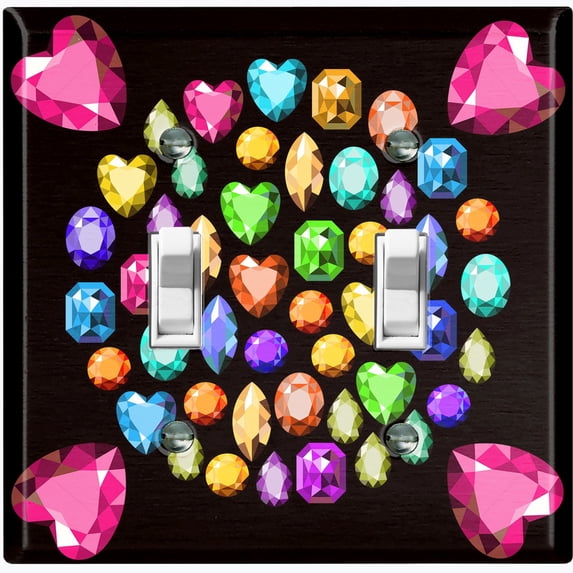 Metal Light Switch Plate Cover Colorful Multi-Shaped Gemstone Circle DIA005