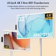 ApoloSign 32 4K UHD Smart Portable TV on Wheels, Smart Screen & Rolling Monitor with Stand, Movable Touchscreen with Android 16 Google EDLA Certified, 256GB & 15000mAh Battery, Gen2