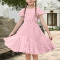 thumbnail image 5 of QTOCIO Toddler Girls Dresses, Baby Girl Summer Clothes, Children's Waist Cinched Short Sleeved Round Neck Dress Princess Dress, Pink, 9 Years, 5 of 8