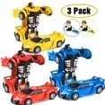 Homaful 3 Pack Robot Car Toy 2 in 1 Deformation Car for Kids Boys