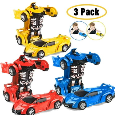 Homaful 3 Pack Robot Car Toy 2 in 1 Deformation Car for Kids Boys Playing Transform Car Transforming Robot Car Best Christmas Birthday Gifts Toys for 3 4 5 6 7 8 Year Old Girls Boys