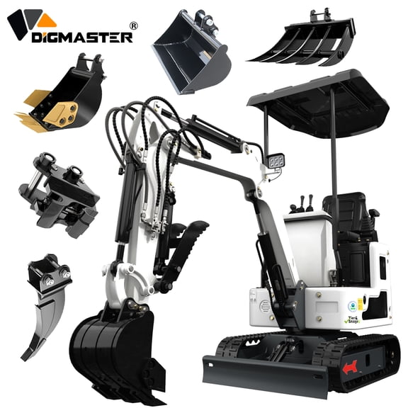 DigMaster 1.2Ton Mini Excavator13.5HP B&S Gasoline Engine Hydraulic Thumb , Compatible Multiple Attachment Farms Yards Forestry EPA（90% Pre-Assembled)