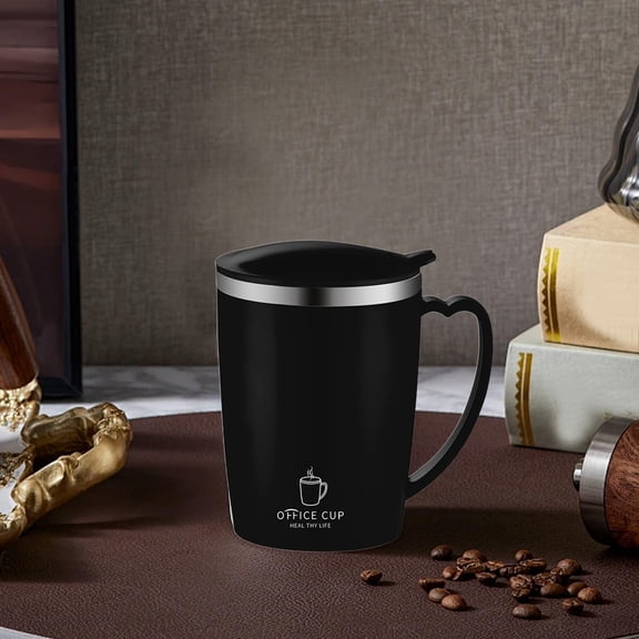AuroraX Warmer Coffee Mug Insulated Travel 12 Oz Stainless Steel Coffee Mug with Lid and Handle Cute Novelty Funny Cup Birthday Gifts for Women Men Office Coworkers(Black)