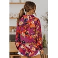 thumbnail image 1 of ABPHQTO Blusa de mujer con cuello en V y manga farol con estampado de grafiti morado, 1 of 5