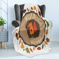 thumbnail image 4 of Hello Soft Flannel Fleece Blanket, Inspirational Autumn Themed Design with Vintage Fox Illustration Acorns Leaves Heart, Cozy Plush for Indoor and Outdoor Use, 60" x 80", Multicolor, by Ambesonne, 4 of 5
