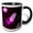 Black/White, variant on 3drose, Cute Purple Girl Cute Rocket Ship in Space, 11oz Magic Transforming Mug