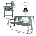 thumbnail image 3 of Laurel 59.1" 3-Seat Slat-Back 600-Lbs Support Acacia Wood Outdoor Garden Patio Bench, Gray, 3 of 8