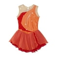 thumbnail image 4 of Miaeowve Robe de Patinage Artistique pour Filles Sans Manches avec Strass, Vêtements de Danse Ballet Performance Orange 16, 4 of 7