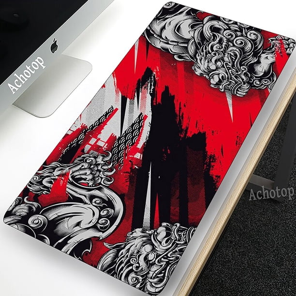 Alfombrilla de ratón grande para Gamer, alfombrilla de ratón con estampado HD de dragón, alfombrilla de escritorio para juegos XXL, alfombrilla de goma con borde bloqueado, Alfombra de mesa de 100x50c qiuyongming unisex