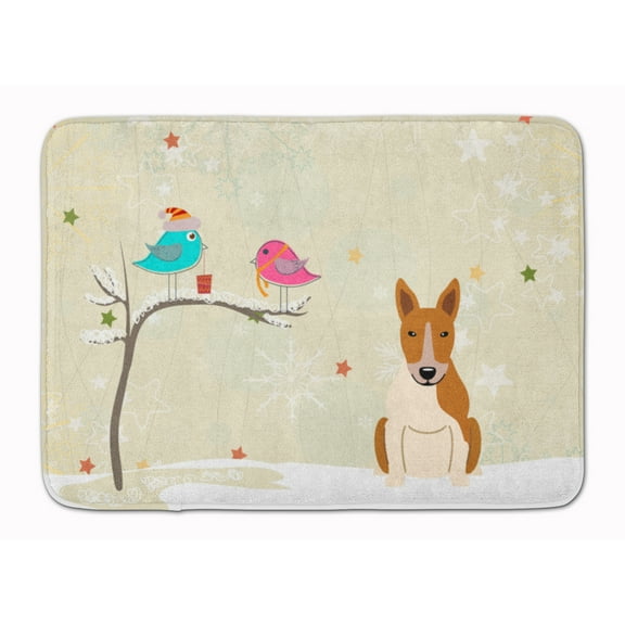 Christmas Presents between Friends Bull Terrier - Red and White Machine Washable Memory Foam Mat