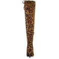 thumbnail image 2 of BLISSFUL STEP Women's Over Knee High Boots Stiletto Heels Pointed Toe Faux Suede Boots Leopard 10, 2 of 6
