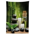 thumbnail image 3 of Ambesonne Spa Themed Tablecloth Rectangular Table Cover, Rocks Candles Branches, 52"x70", White Black Green, 3 of 4