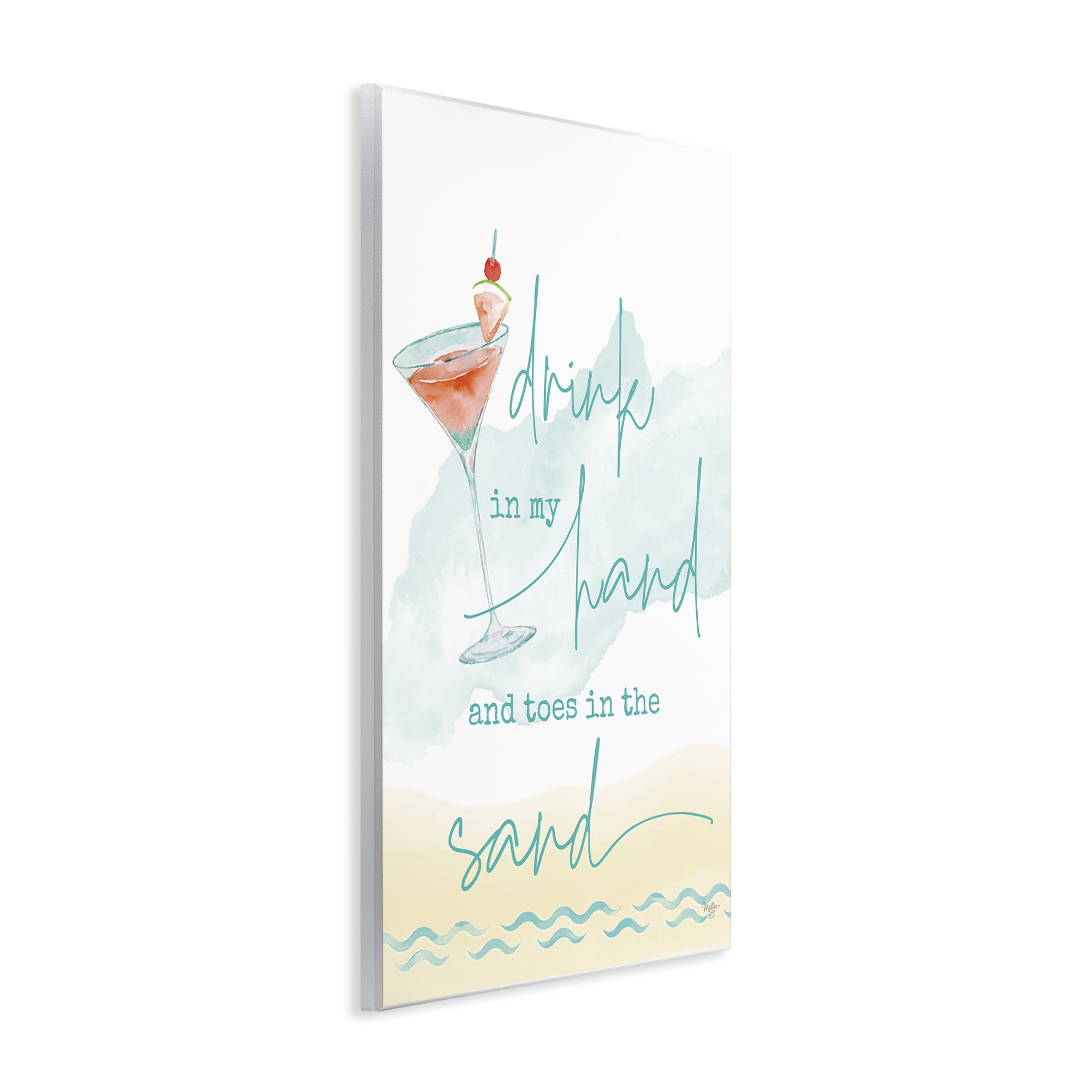 Stupell Industries Drink & Sand Beach Sentiment Text & Numbers Painting Unframed Art Print Wall Art, 10 x 15