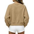 thumbnail image 4 of Long Sleeve Pullover Sweatshirt for Womens Crew Neck Casual Raglan Sleeve Shirt Solid Relaxed Fit Raglan Sleeve Everyday Basic Top Camel 2XL, 4 of 4