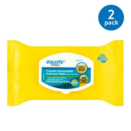 Body Electrical Wiper - (2 Pack) Equate Hemorrhoidal Flushable Medicated Wipes, 48 Ct