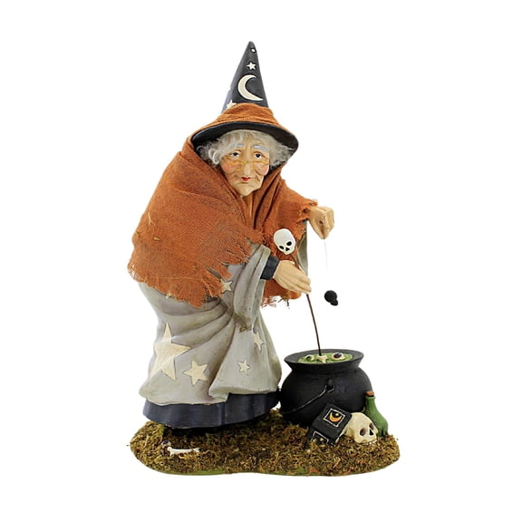 Bethany Lowe 12.00In Star Luma Witch, Polyresin, Halloween Cauldron Skulls Bat Td2217