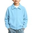 thumbnail image 2 of Edvintorg Jackets for Boys Turndown Collar Loose Casual Coat Solid Color Long Sleeve Zip up Outerwear with Pocket Boys Clothes Size 3-14, 2 of 9