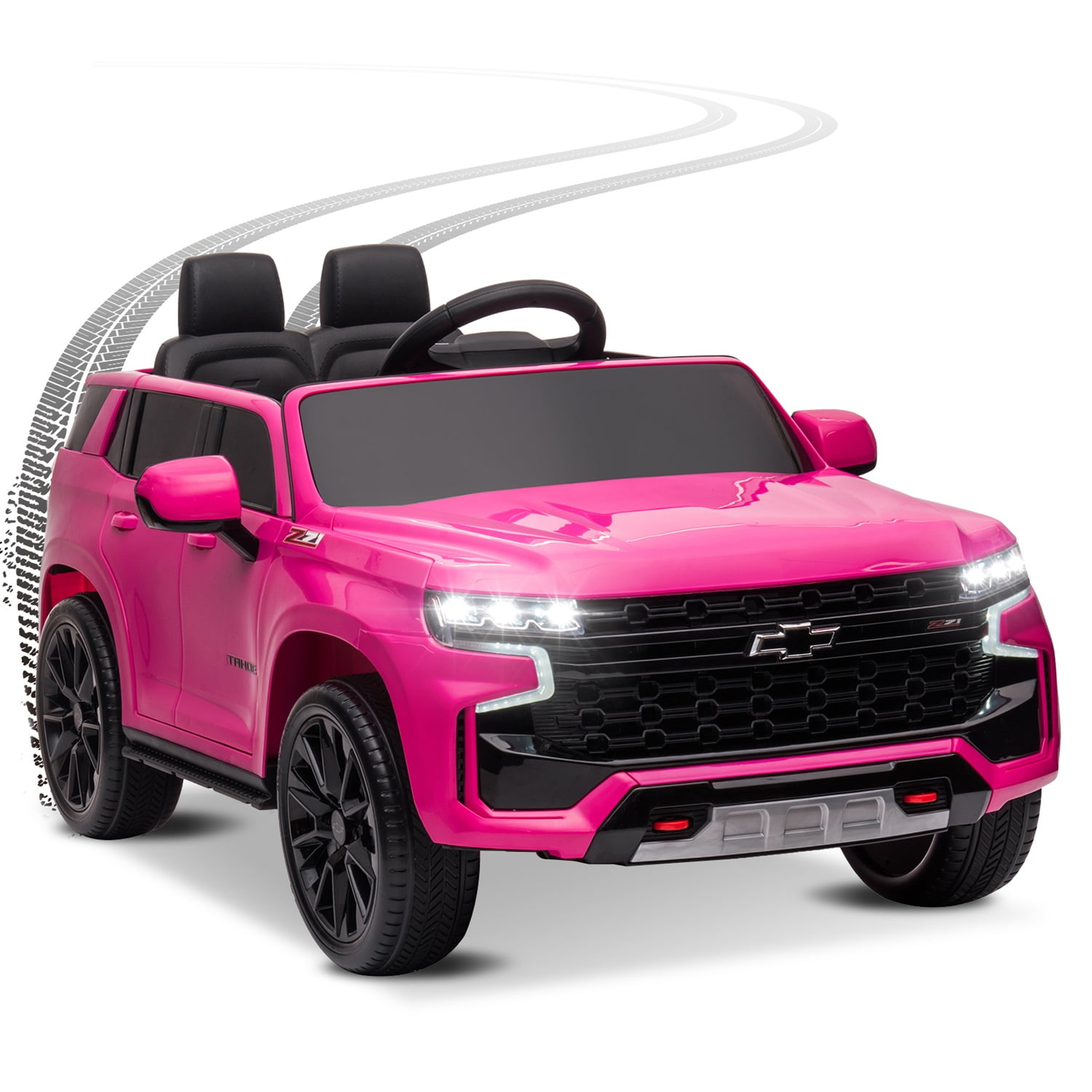 CIPACHO Ride On Car 12V Licensed Chevrolet Kids Electric Vehicle Toy with Parent Remote Control, Opening Door, LED Light, Pink