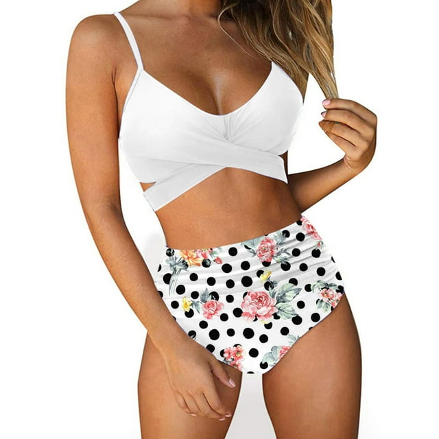 Augper Women's Fashion Bikini Set Swimsuit Two Piece Printing Suspenders Swimwear Beachwear