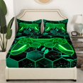 thumbnail image 3 of Erosebridal Game Player Sheet Set Queen, Green Gamepad Bedding Sets Queen Size, Checkered Abstract Decor, 3 of 7