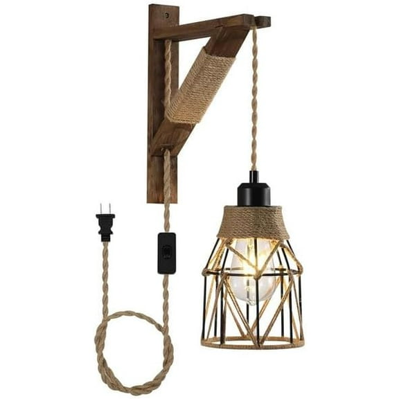 SEEBLEN Farmhouse Eco Friendly Plug-in Wall Sconces Cage
