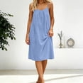 thumbnail image 5 of BOOMNY Women's Backless Cami Dress Spaghetti Strap Lounge House Midi Linen Dresses Flowy Beach Summer Maxi Sundress, 5 of 9