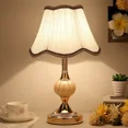 thumbnail image 4 of Lámpara de escritorio de cristal Simple de estilo europeo, lámparas de noche para dormitorio de tela Retro, luz de mesa de hierro forjado clásica, iluminación nocturna de lujo, 4 of 5