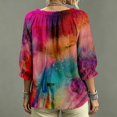 thumbnail image 5 of Womens V Neck 3/4 Sleeve Bohemian Casual Blouses Loose Fit Tunic Tops Shirt Boho Floral Vacation Clothes Ruffle Trim Casual Loose Flowy Dressy Shirts, 5 of 5