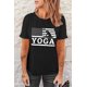 thumbnail image 4 of ABPHQTO Camiseta de manga corta con estampado gráfico de la bandera americana de YOGA negra para mujer, 4 of 5