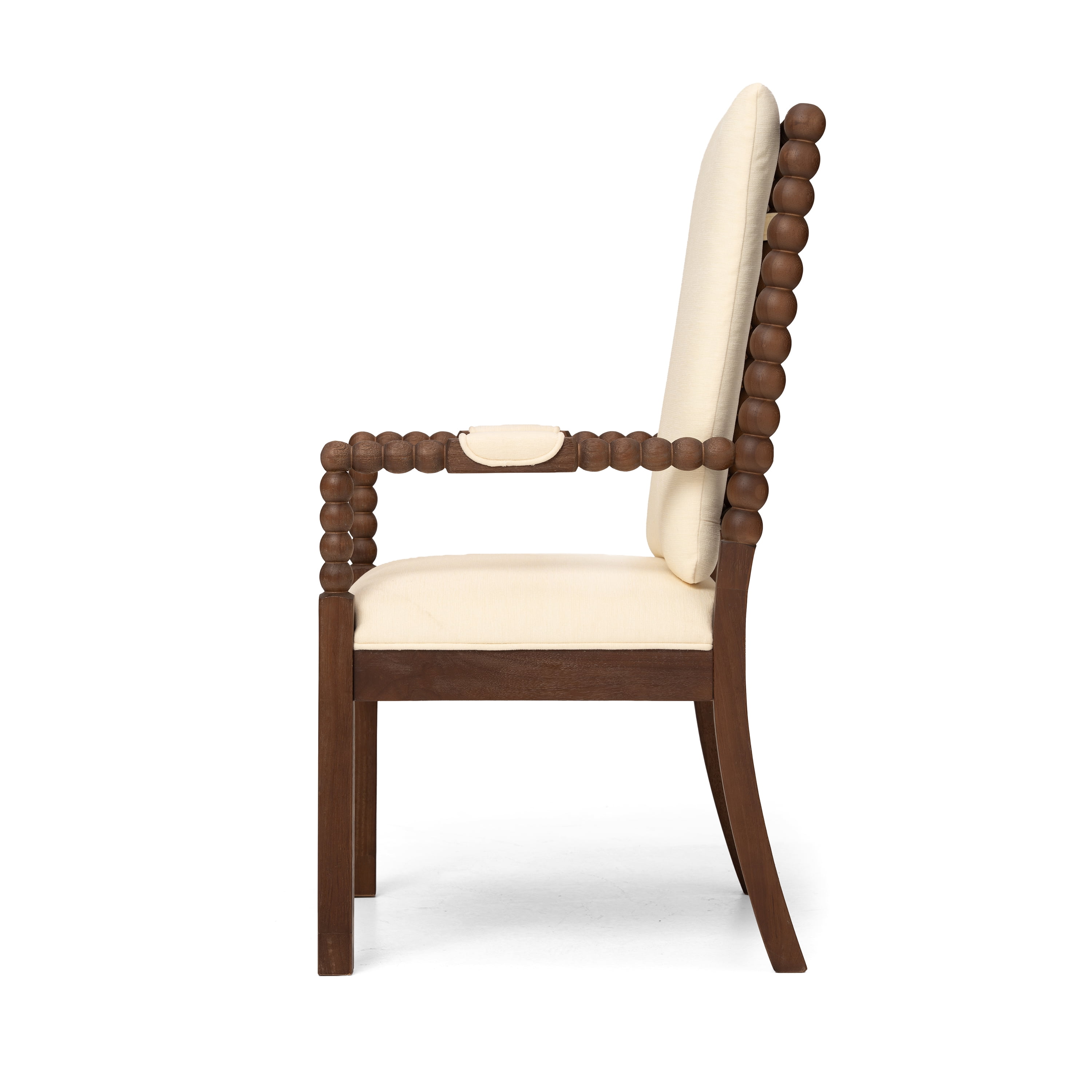 Garitin Dining Chair Set of 2 and Rubber Wood Side Chairs, Fabric Upholstered Seating with Ergonomic Backrest for Kitchen and Dining Room, Walnut