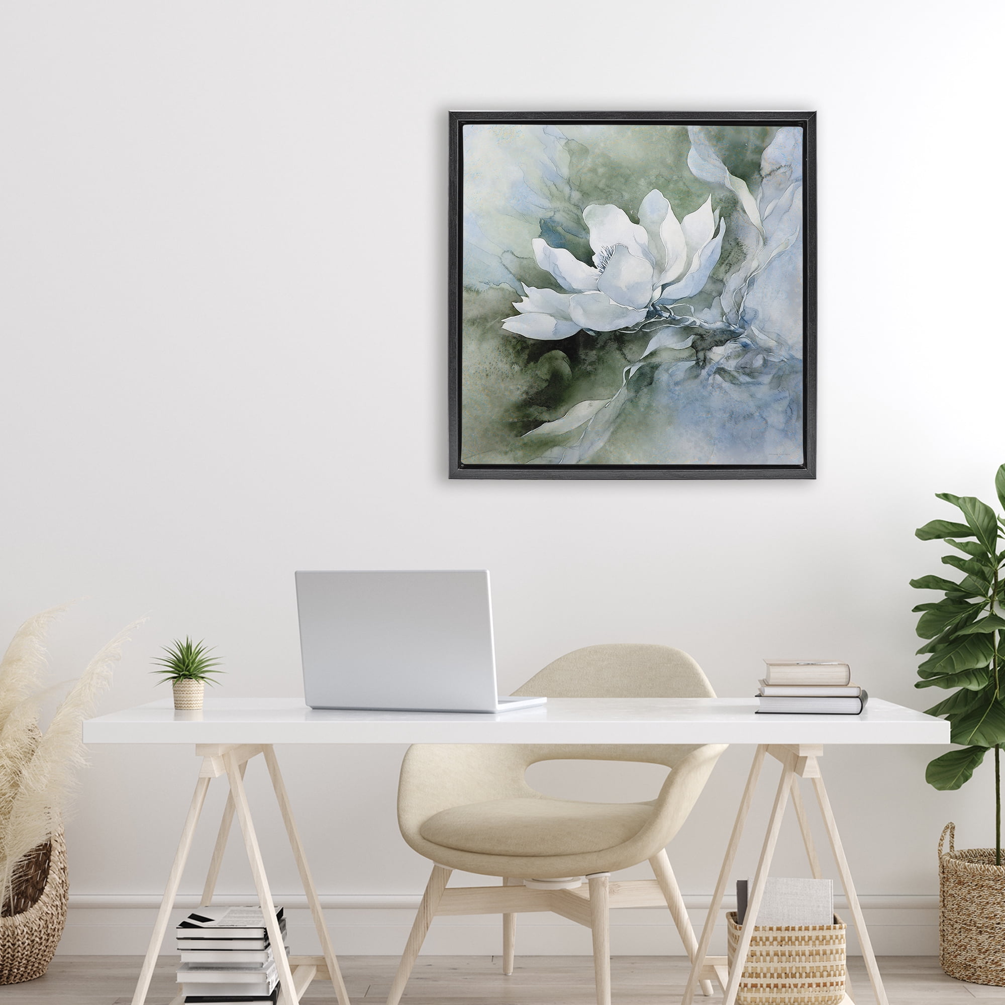 Stupell Industries Fluid Whimsical Flower Black Framed Floater Canvas Wall Art, design by Svetlana Aleynikova