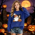 thumbnail image 2 of XAOFW Girls Halloween Sweatshirt Pumpkin Ghost Print Long Sleeve Crewneck Sweatshirts Autumn Winter Cozy Graphic Pullover For Toddler Kids Breathable Top 5-6 Years, 2 of 4