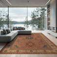 thumbnail image 2 of ODIKA 8'x10' Navy Terracotta Tribal Pattern Decor Washable Area Rug Intricate Geometric Design with Floral Accents Durable, Non-Slip for Living Room, Under Sectional, Family, 2 of 7