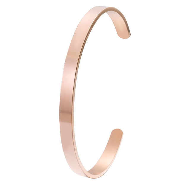 Pulsera de acero inoxidable para hombre : Minimal Cool Antique Glod/Silver/Rose Glod Open Metal Cuff Bangle Bracelets for Men Boy 6mm
