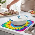 thumbnail image 2 of Colorful Rainbow Tie Dye Spiral Pattern Dish Drying Mat for Kitchen 1 Pack, Ultra Absorbent Microfiber Dishes Drainer Mats,16"x18", 2 of 6